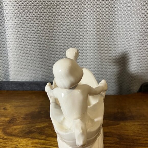 Erphila of Czechosolovakia Ceramic Child in a Boat Decor 7" White - Picture 3 of 6